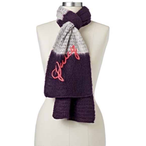 JUICY COUTURE Scarf Embroidered Muffler Winter Purple - Picture 2 of 3